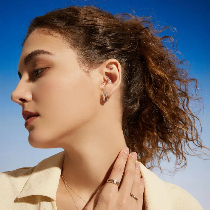 SANILIA TwoTone Bezel Pear LGD Stud AURELIE GI Earrings