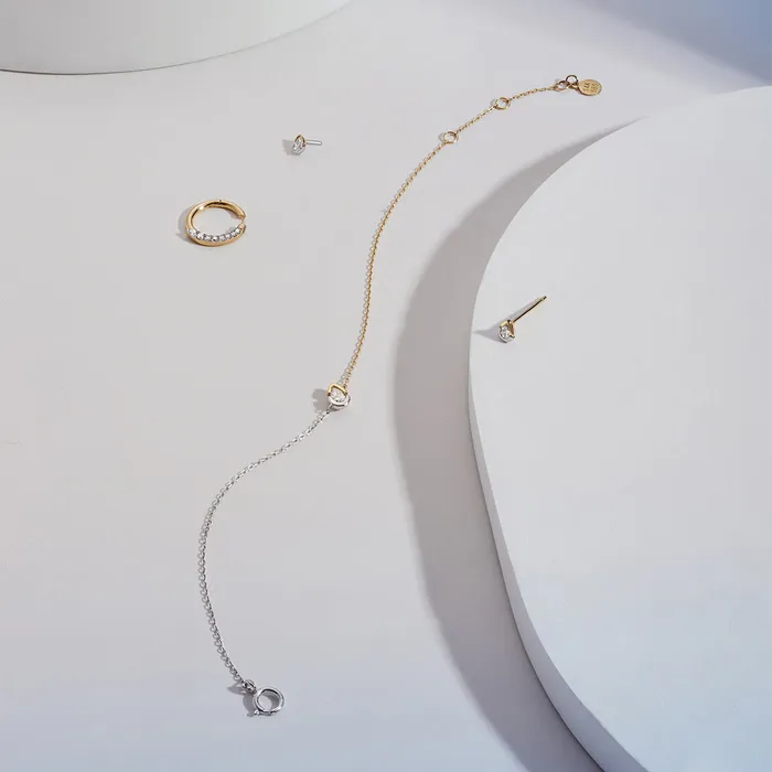 SANILIA TwoTone Bezel Pear LGD Stud AURELIE GI Earrings