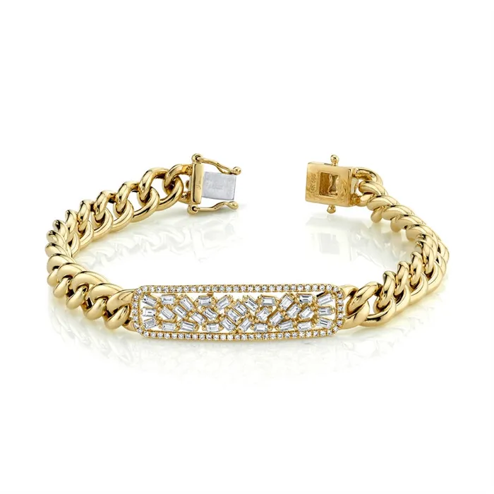Scattered Baguette ID Link Bracelet Millo Jewelry Bracelets