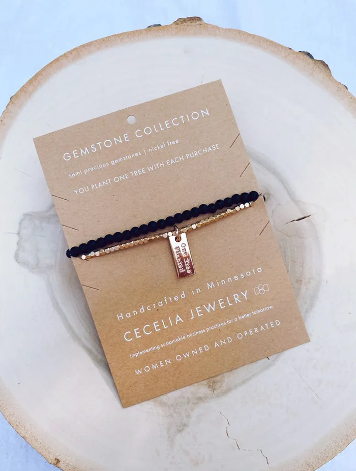 Schwarzer Achat und Gold Double Wrap Armband Cecelia Designs Jewelry Cecelia Designs Jewelry Earrings