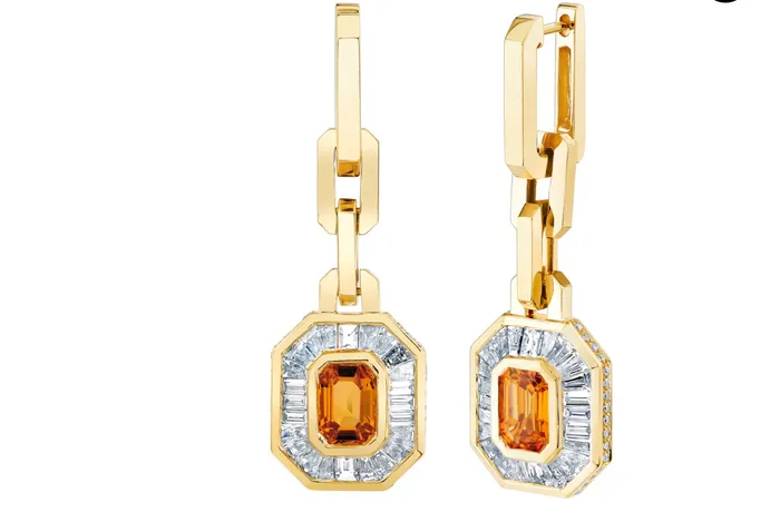 Shay Fine Jewelry Earrings YELLOW SAPPHIRE DIAMOND HALO MINI DECO DROP EARRINGS