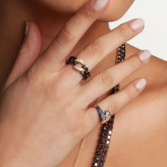 Shay Fine Jewelry Rings DIAMOND BLACK CERAMIC MEDIUM LINK RING