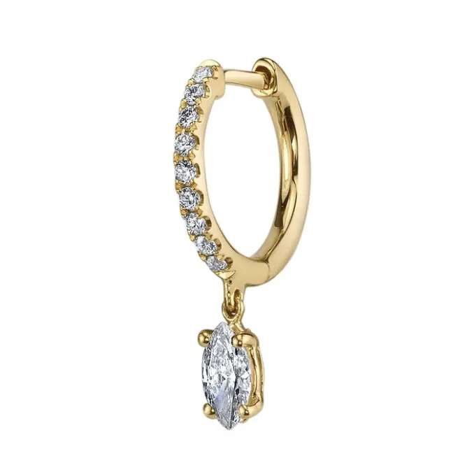 SINGLE DIAMOND HUGGIE WITH MARQUIS DIAMOND DROP Anita Ko Earrings