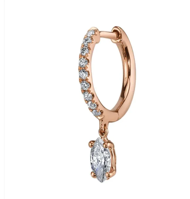 SINGLE DIAMOND HUGGIE WITH MARQUIS DIAMOND DROP Anita Ko Earrings
