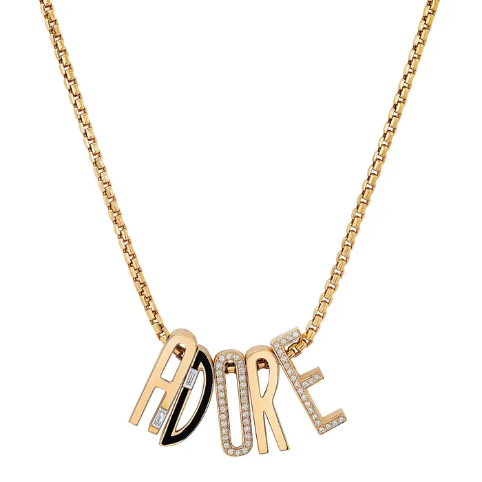 SlideOn Pave chunky Initial Necklace Helena Rose Necklaces