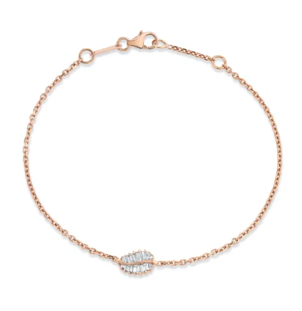 SMALL PALM LEAF DIAMOND CHAIN BRACELET Anita Ko Bracelets