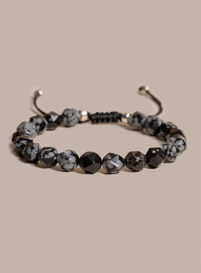 Snowflake Obsidian and Sterling Silver Mens Bead Bracelet WE ARE ALL SMITH Mens Jewelry Clothing Bracelets Snowflake Obsidian and Sterling Silver Mens Bead Bracelet WE ARE ALL SMITH Mens Jewelry Clothing Bracelets