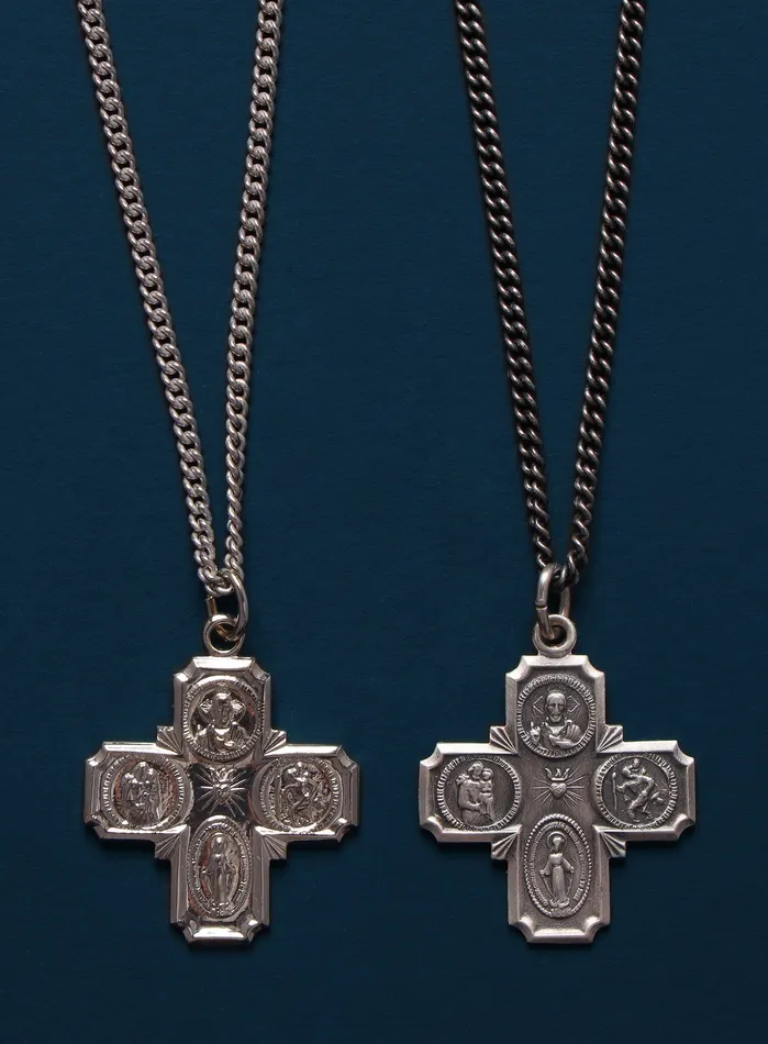 Sterling Silver Four Way Cross Pendant Necklace for Men WE ARE ALL SMITH Necklaces