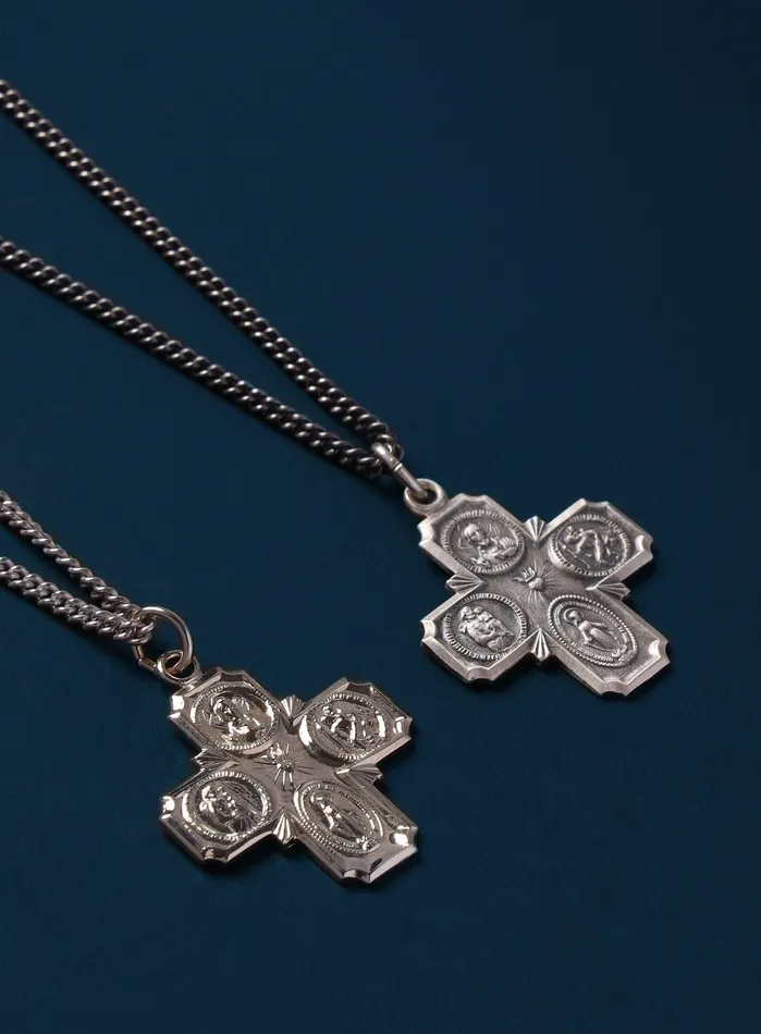 Sterling Silver Four Way Cross Pendant Necklace for Men WE ARE ALL SMITH Necklaces