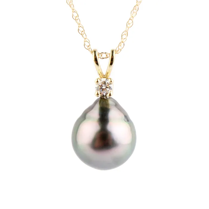 Tahitian Pearl Diamond Lavender Pink toile Necklace Kamoka Pearl Necklaces