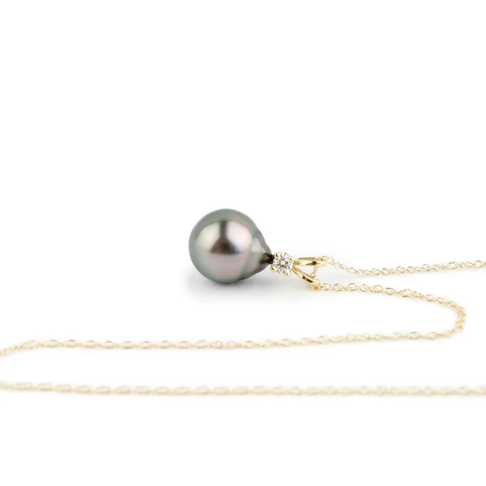 Tahitian Pearl Diamond Lavender Pink toile Necklace Kamoka Pearl Necklaces