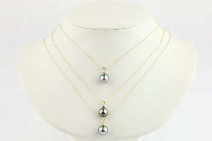 Tahitian Pearl Diamond Lavender Pink toile Necklace Kamoka Pearl Necklaces