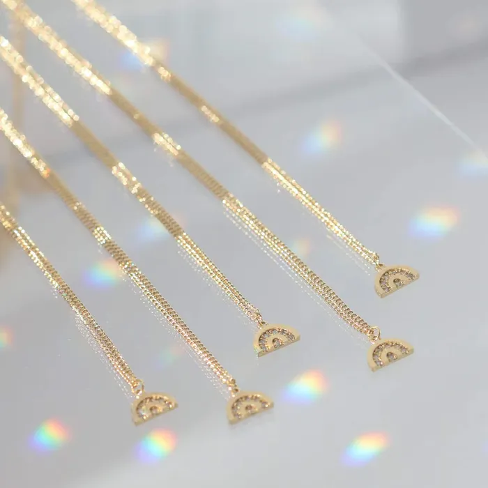 The Future is Yours Pave Rainbow Necklace Gold Lovers Tempo Necklaces