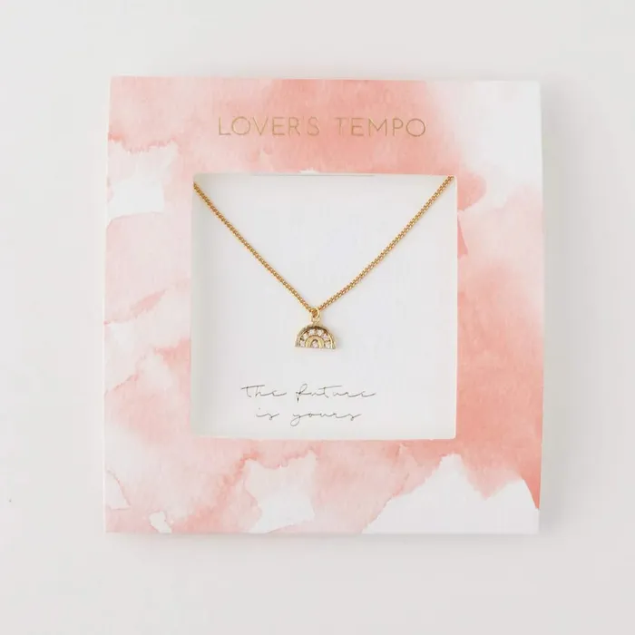 The Future is Yours Pave Rainbow Necklace Gold Lovers Tempo Necklaces