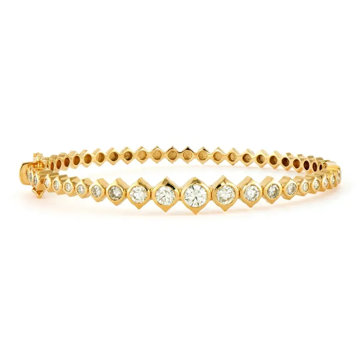 Three Stories Jewelry Bracelets Show Your Love Graduated Bezel Set Diamond Bangle Three Stories Jewelry Bracelets Show Your Love Graduated Bezel Set Diamond Bangle