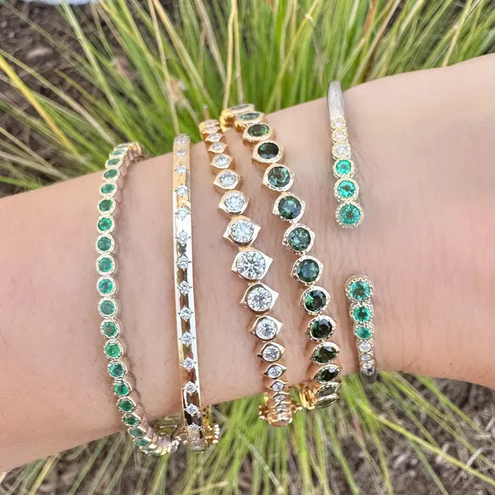 Three Stories Jewelry Bracelets Show Your Love Graduated Bezel Set Diamond Bangle Three Stories Jewelry Bracelets Show Your Love Graduated Bezel Set Diamond Bangle