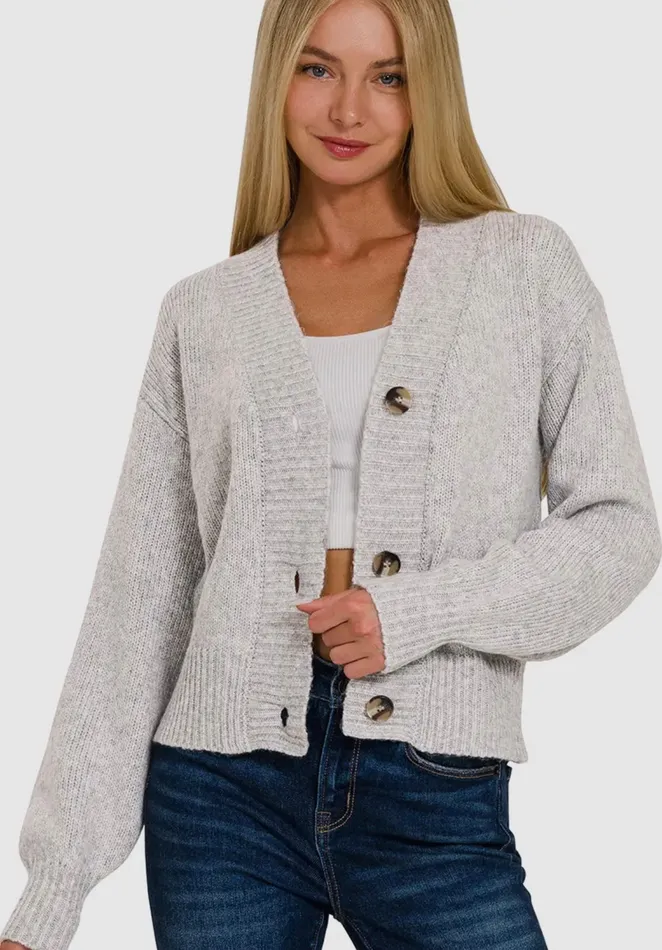 Vanilla Monkey Earrings Button Sweater CardiganGrey