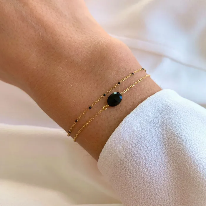 Victoire Collection Earrings Sonia zweireihiges Armband Onyx Victoire Collection Victoire Collection Earrings Sonia zweireihiges Armband Onyx Victoire Collection