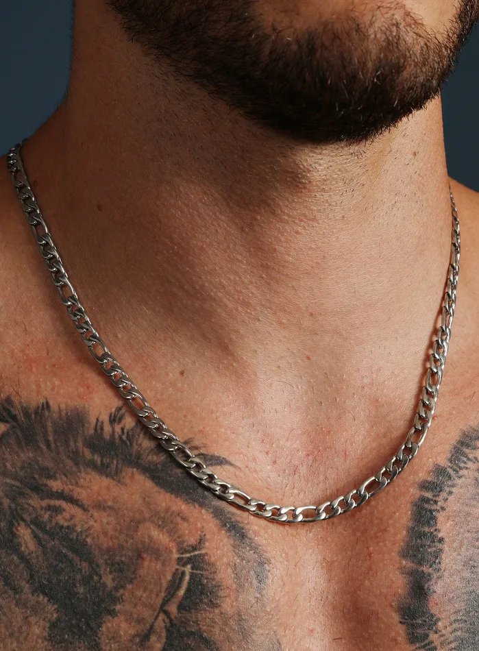 Waterproof 6mm Silver Figaro Chain Necklace WE ARE ALL SMITH Mens Jewelry Clothing Necklaces Waterproof 6mm Silver Figaro Chain Necklace WE ARE ALL SMITH Mens Jewelry Clothing Necklaces