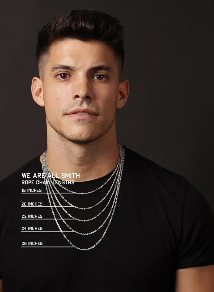 Waterproof Silver Cross for Men on Rope Chain WE ARE ALL SMITH Mens Jewelry Clothing Necklaces
