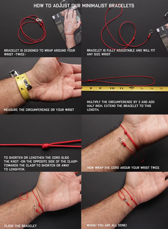 We Are All Smith Bracelets Infinity Bracelet Red cord mens bracelet with silver clasp