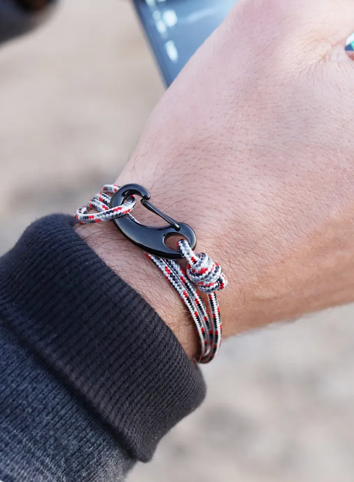 We Are All Smith Bracelets White Gray Tactical Cord Bracelet for Men Black Clasp 24K