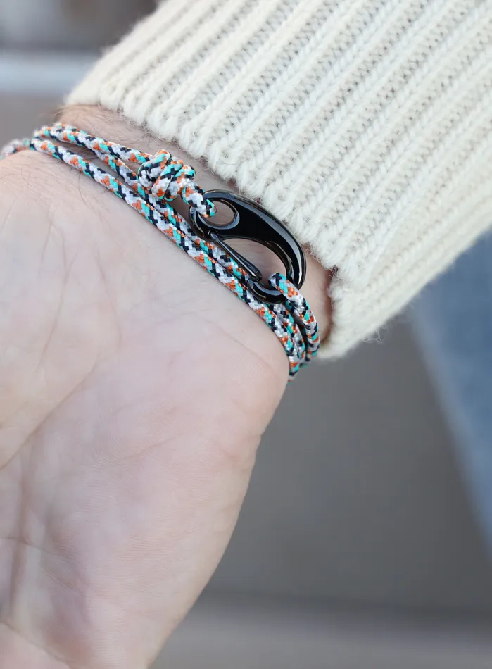 We Are All Smith Bracelets White Orange Tactical Cord Bracelet for Men Black Clasp 25K
