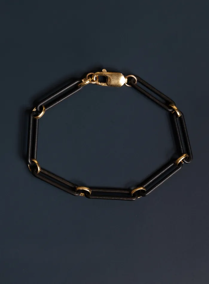 WE ARE ALL SMITH Mens Jewelry Clothing 6mm Titanium and 14k Gold Filled Elongated Cable Black and Gold Mens Bracelet Bracelets