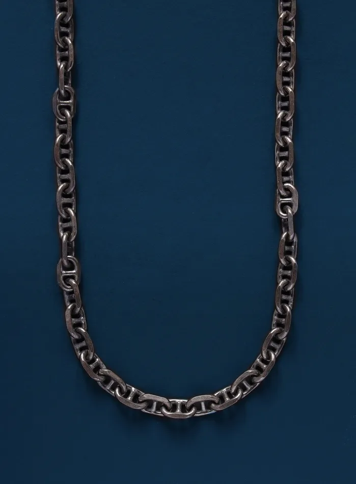 WE ARE ALL SMITH Mens Jewelry Clothing 925 Oxidized Sterling Silver Anchor Chain Necklace for Men Necklaces