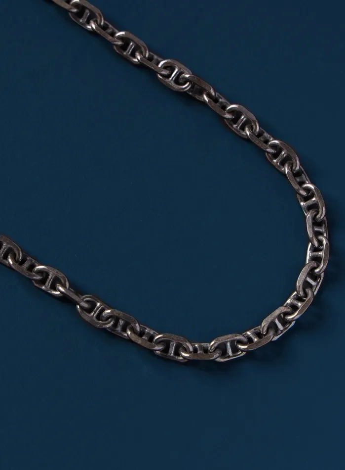 WE ARE ALL SMITH Mens Jewelry Clothing 925 Oxidized Sterling Silver Anchor Chain Necklace for Men Necklaces