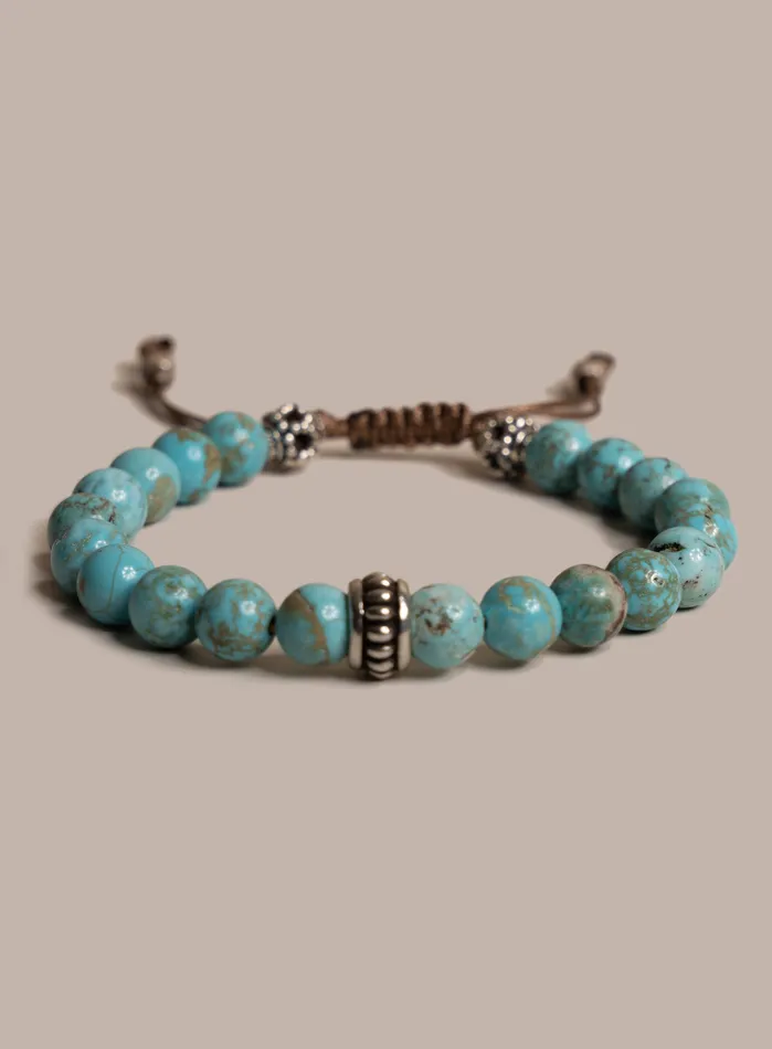 WE ARE ALL SMITH Mens Jewelry Clothing Bracelets Genuine Turquoise and Sterling Silver Mens Bead Bracelet