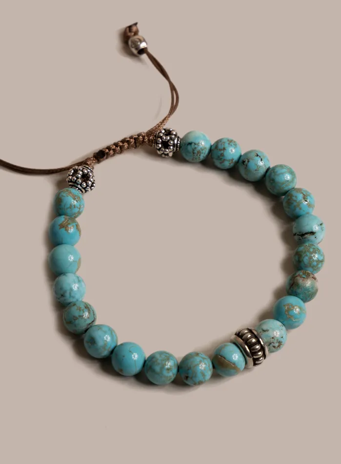 WE ARE ALL SMITH Mens Jewelry Clothing Bracelets Genuine Turquoise and Sterling Silver Mens Bead Bracelet