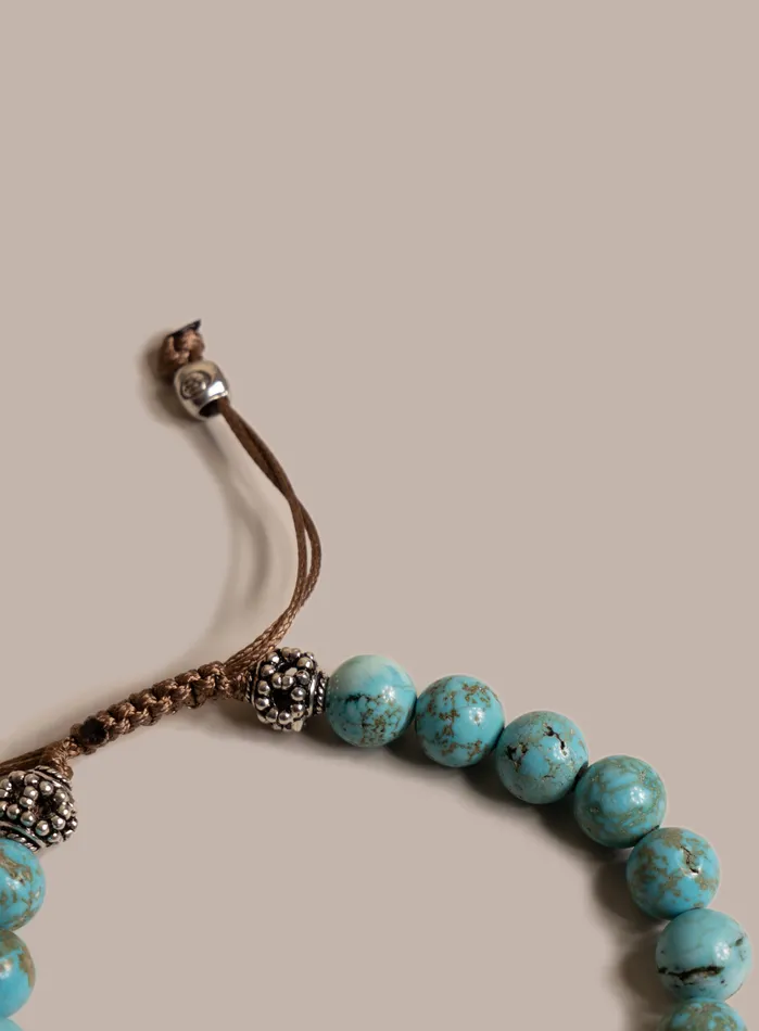 WE ARE ALL SMITH Mens Jewelry Clothing Bracelets Genuine Turquoise and Sterling Silver Mens Bead Bracelet