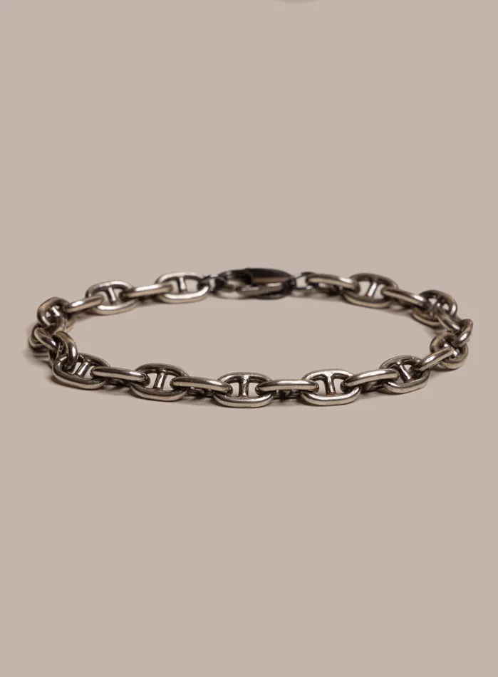 WE ARE ALL SMITH Mens Jewelry Clothing Bracelets Oxidized 925 Sterling Silver Double Anchor Chain Bracelet for Men WE ARE ALL SMITH Mens Jewelry Clothing Bracelets Oxidized 925 Sterling Silver Double Anchor Chain Bracelet for Men