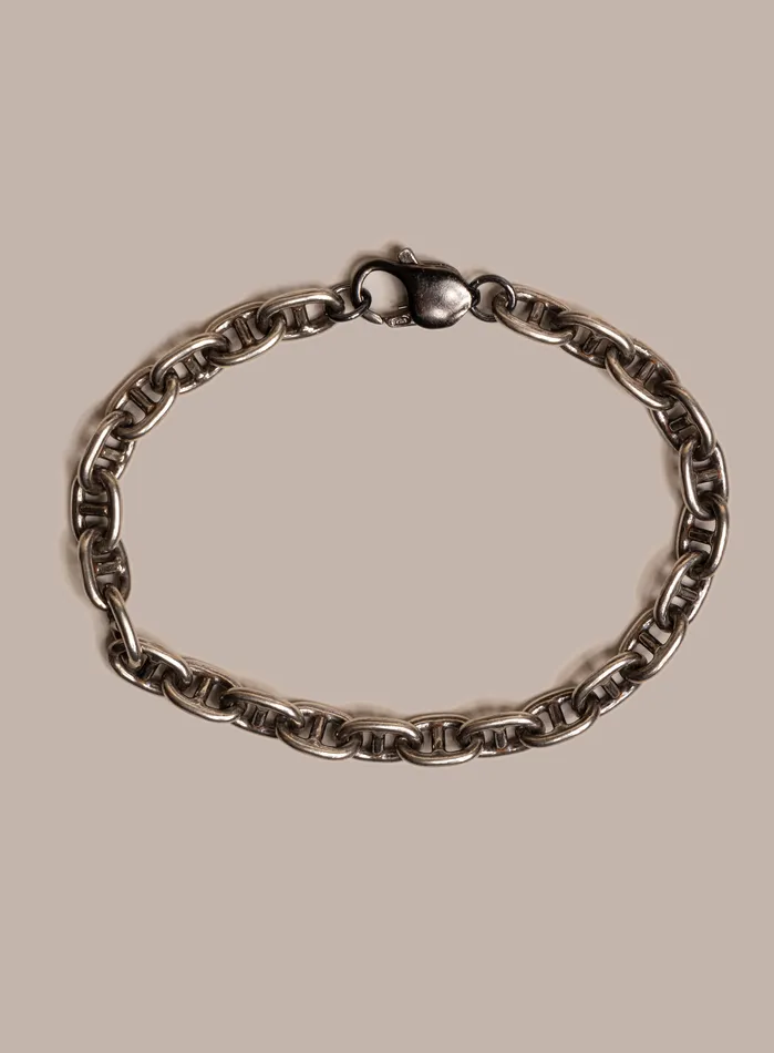 WE ARE ALL SMITH Mens Jewelry Clothing Bracelets Oxidized 925 Sterling Silver Double Anchor Chain Bracelet for Men