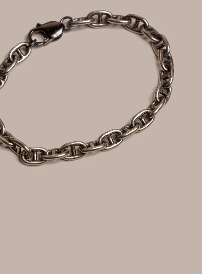 WE ARE ALL SMITH Mens Jewelry Clothing Bracelets Oxidized 925 Sterling Silver Double Anchor Chain Bracelet for Men
