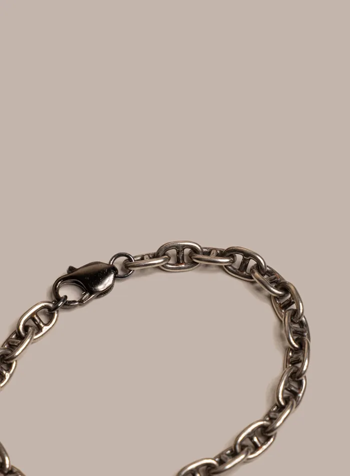 WE ARE ALL SMITH Mens Jewelry Clothing Bracelets Oxidized 925 Sterling Silver Double Anchor Chain Bracelet for Men