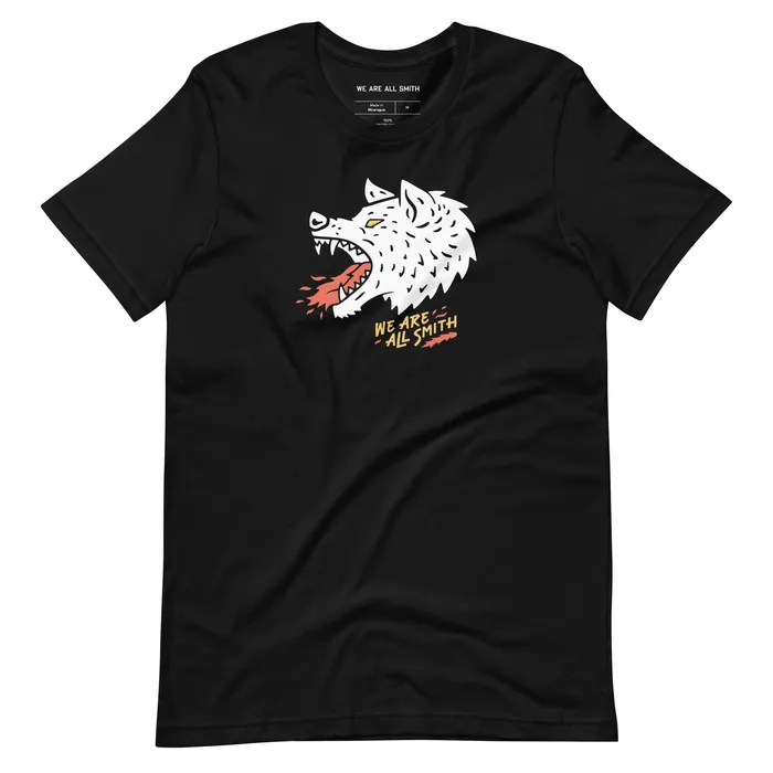 WE ARE ALL SMITH Mens Jewelry Clothing Rings Wolfie Black Unisex Short Sleeve tshirt