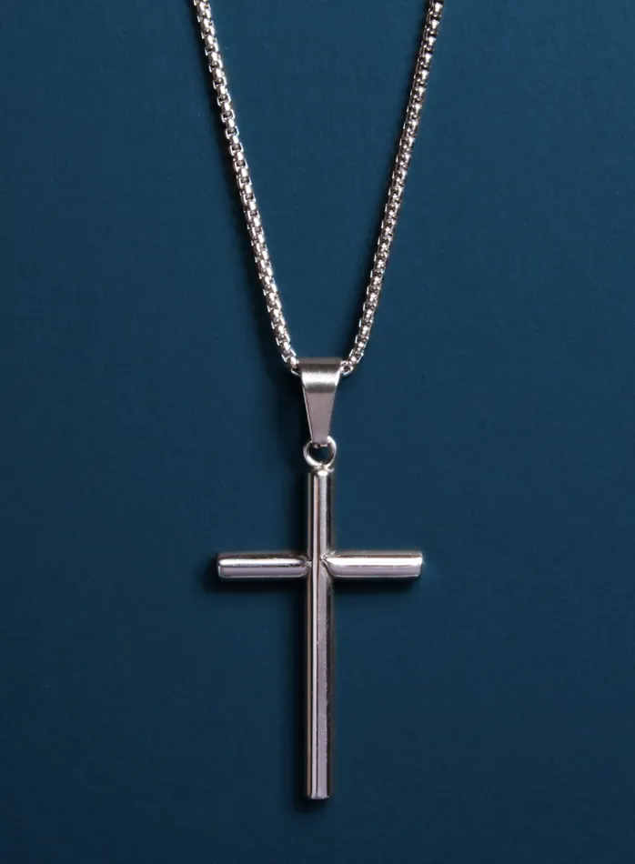 WE ARE ALL SMITH Necklaces Large Stainless Steel Bamboo Cross Mens Necklace