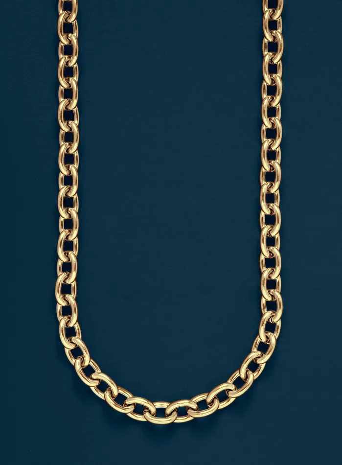 WE ARE ALL SMITH Necklaces Mens 7mm Thick Oval Cable Gold Chain Necklace