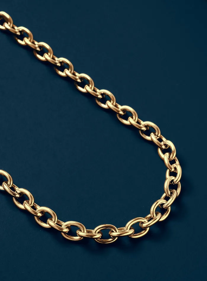 WE ARE ALL SMITH Necklaces Mens 7mm Thick Oval Cable Gold Chain Necklace