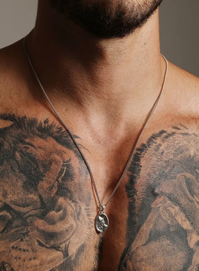 WE ARE ALL SMITH Necklaces Pray for Us Sterling Silver Medal Necklace for Men