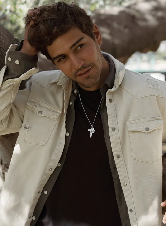 WE ARE ALL SMITH Necklaces Sterling Silver Cross Mary Medal Necklace for Men