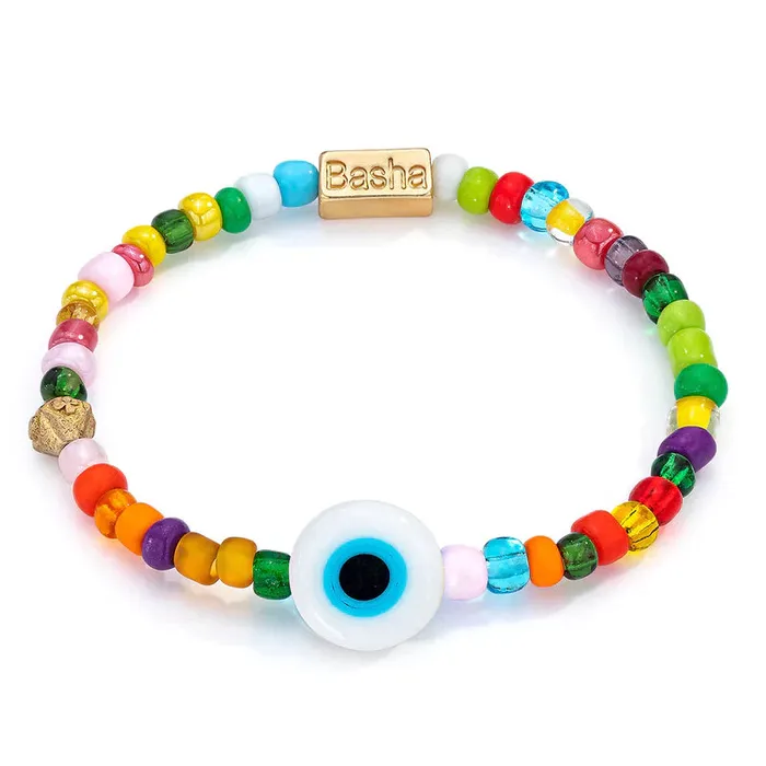 Womens White Beaded Stretch Bracelet Aaron Basha Bracelets