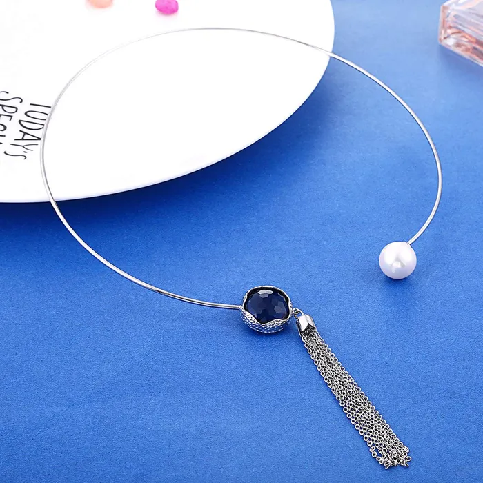 Yellow Chimes A5 Grade Crystal DesignerHalf Ring Type Necklace For Women Girls Yellow Chimes Necklaces