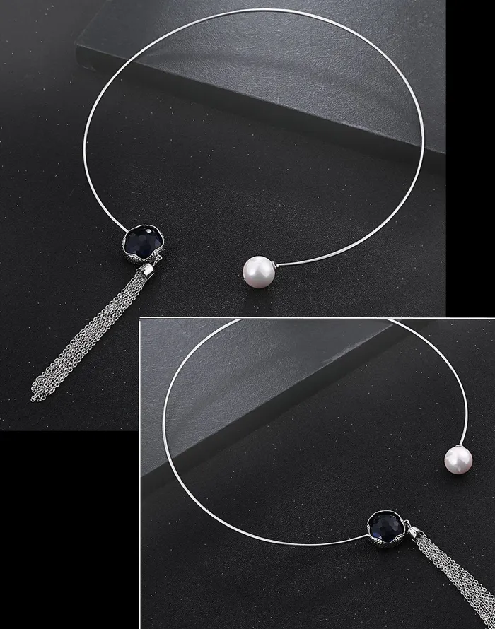 Yellow Chimes A5 Grade Crystal DesignerHalf Ring Type Necklace For Women Girls Yellow Chimes Necklaces