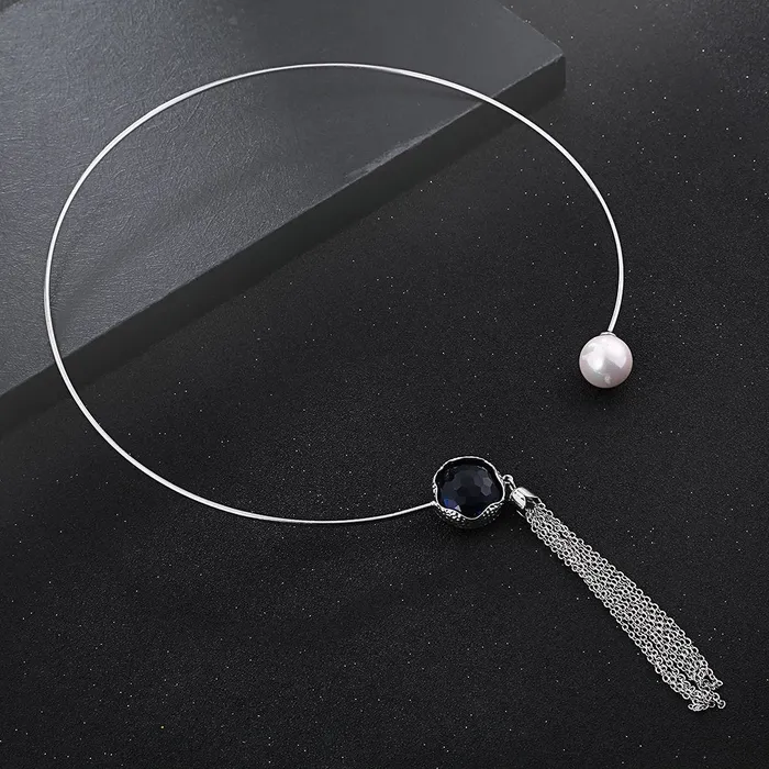 Yellow Chimes A5 Grade Crystal DesignerHalf Ring Type Necklace For Women Girls Yellow Chimes Necklaces