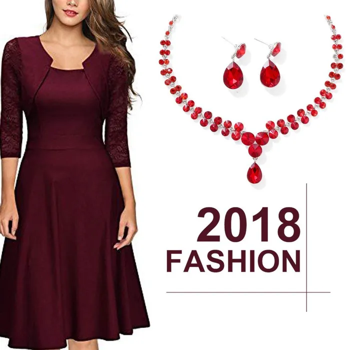 Yellow Chimes AD Crystal Elements Delicate Drop Design Sparkling Colors Fascinating Necklace Set with Earrings for Women Yellow Chimes Earrings
