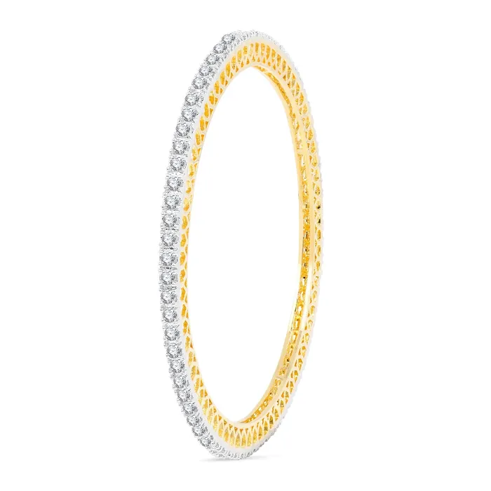 Yellow Chimes American Diamond Bangles Set for Women Gold Plated High Grade Authentic White AD Jewellery Bangles Set for Women and Girls Yellow Chimes Earrings