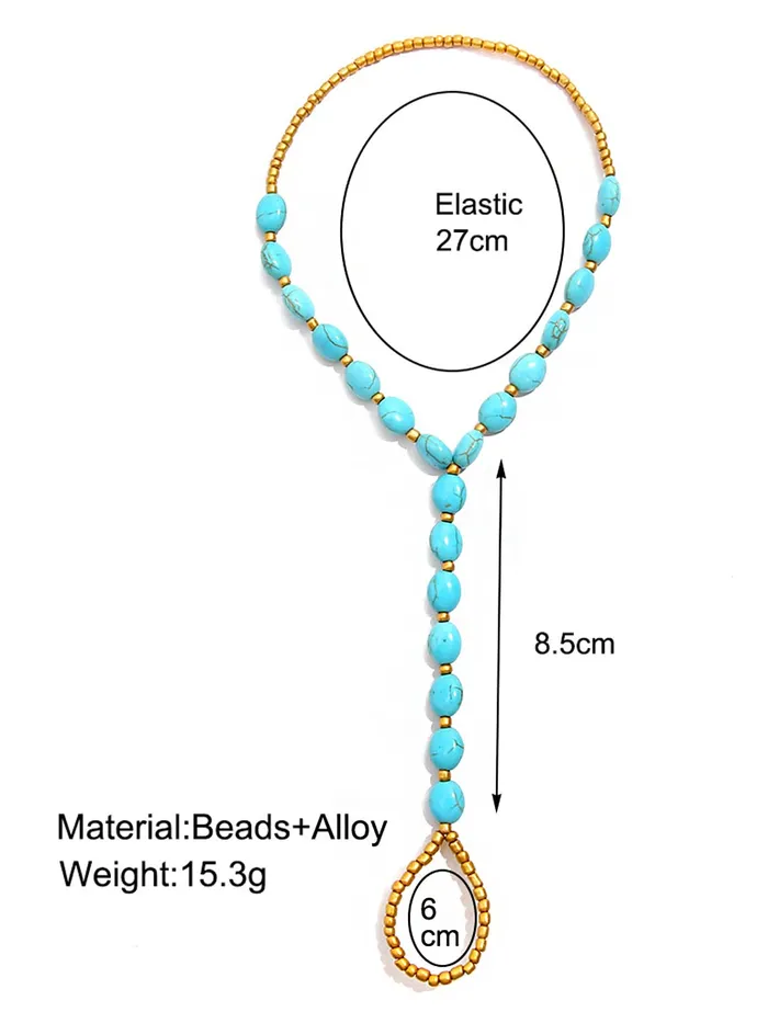 Yellow Chimes Anklets For Women Boho Blue Beaded Anklet With Toe Ring Summer Beach Foot Stone Jewellery For Women and Girls Yellow Chimes Necklaces